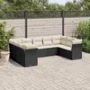 Image de vidaXL Salon de jardin 9 pcs avec coussins noir résine tressée