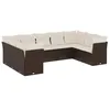 Image de vidaXL Salon de jardin avec coussins 9 pcs marron résine tressée