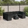 Image de vidaXL Salon de jardin 10 pcs avec coussins noir résine tressée