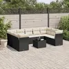 Image de vidaXL Salon de jardin 10 pcs avec coussins noir résine tressée