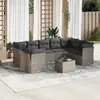 Image de vidaXL Salon de jardin avec coussins 10 pcs gris résine tressée