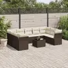 Image de vidaXL Salon de jardin 10 pcs avec coussins marron résine tressée