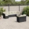 Image de vidaXL Salon de jardin 9 pcs avec coussins noir résine tressée