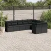 Image de vidaXL Salon de jardin 9 pcs avec coussins noir résine tressée