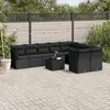 Image de vidaXL Salon de jardin 10 pcs avec coussins noir résine tressée