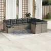 Image de vidaXL Salon de jardin avec coussins 10 pcs gris résine tressée