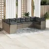 Image de vidaXL Salon de jardin avec coussins 10 pcs gris résine tressée