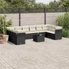 Image de vidaXL Salon de jardin 11 pcs avec coussins noir résine tressée