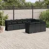 Image de vidaXL Salon de jardin 10 pcs avec coussins noir résine tressée