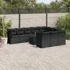 Image de vidaXL Salon de jardin 11 pcs avec coussins noir résine tressée