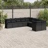Image de vidaXL Salon de jardin 10 pcs avec coussins noir résine tressée