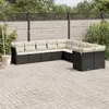 Image de vidaXL Salon de jardin 10 pcs avec coussins noir résine tressée