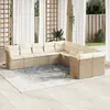 Image de vidaXL Salon de jardin avec coussins 10 pcs beige résine tressée