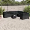 Image de vidaXL Salon de jardin 11 pcs avec coussins noir résine tressée