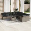 Image de vidaXL Salon de jardin 11 pcs avec coussins gris résine tressée