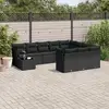 Image de vidaXL Salon de jardin 11 pcs avec coussins noir résine tressée