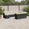 Image de vidaXL Salon de jardin 11 pcs avec coussins noir résine tressée