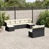 Image de vidaXL Salon de jardin 9 pcs avec coussins noir résine tressée
