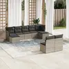 Image de vidaXL Salon de jardin 9 pcs avec coussins gris résine tressée