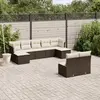 Image de vidaXL Salon de jardin avec coussins 9 pcs marron résine tressée