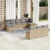 Image de vidaXL Salon de jardin avec coussins 10 pcs beige résine tressée