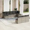 Image de vidaXL Salon de jardin avec coussins 10 pcs gris résine tressée