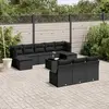 Image de vidaXL Salon de jardin 11 pcs avec coussins noir résine tressée