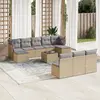 Image de vidaXL Salon de jardin 11 pcs avec coussins beige résine tressée
