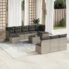 Image de vidaXL Salon de jardin 11 pcs avec coussins gris résine tressée