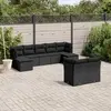 Image de vidaXL Salon de jardin 9 pcs avec coussins noir résine tressée