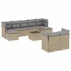 Image de vidaXL Salon de jardin avec coussins 10 pcs beige résine tressée
