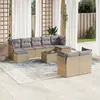 Image de vidaXL Salon de jardin avec coussins 10 pcs beige résine tressée