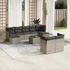 Image de vidaXL Salon de jardin avec coussins 10 pcs gris résine tressée