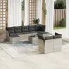 Image de vidaXL Salon de jardin avec coussins 10 pcs gris clair résine tressée