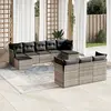 Image de vidaXL Salon de jardin avec coussins 10 pcs gris clair résine tressée