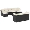 Image de vidaXL Salon de jardin 11 pcs avec coussins noir résine tressée
