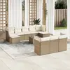 Image de vidaXL Salon de jardin 11 pcs avec coussins beige résine tressée