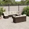 Image de vidaXL Salon de jardin et coussins 11 pcs marron résine tressée