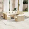 Image de vidaXL Salon de jardin avec coussins 12 pcs beige résine tressée