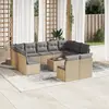 Image de vidaXL Salon de jardin avec coussins 12 pcs beige résine tressée