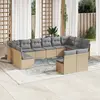 Image de vidaXL Salon de jardin avec coussins 12 pcs beige résine tressée