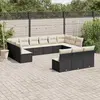 Image de vidaXL Salon de jardin avec coussins 13 pcs noir résine tressée