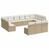 Image de vidaXL Salon de jardin avec coussins 13 pcs beige résine tressée