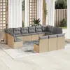 Image de vidaXL Salon de jardin avec coussins 13 pcs beige résine tressée