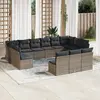 Image de vidaXL Salon de jardin avec coussins 13 pcs gris résine tressée