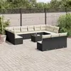 Image de vidaXL Salon de jardin avec coussins 14 pcs noir résine tressée