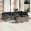 Image de vidaXL Salon de jardin avec coussins 14 pcs gris résine tressée