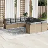 Image de vidaXL Salon de jardin 11 pcs avec coussins beige résine tressée