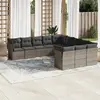 Image de vidaXL Salon de jardin 11 pcs avec coussins gris résine tressée