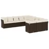 Image de vidaXL Salon de jardin et coussins 11 pcs marron résine tressée